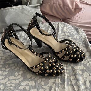 Torrid Black Studded Heels with Ankle Strap